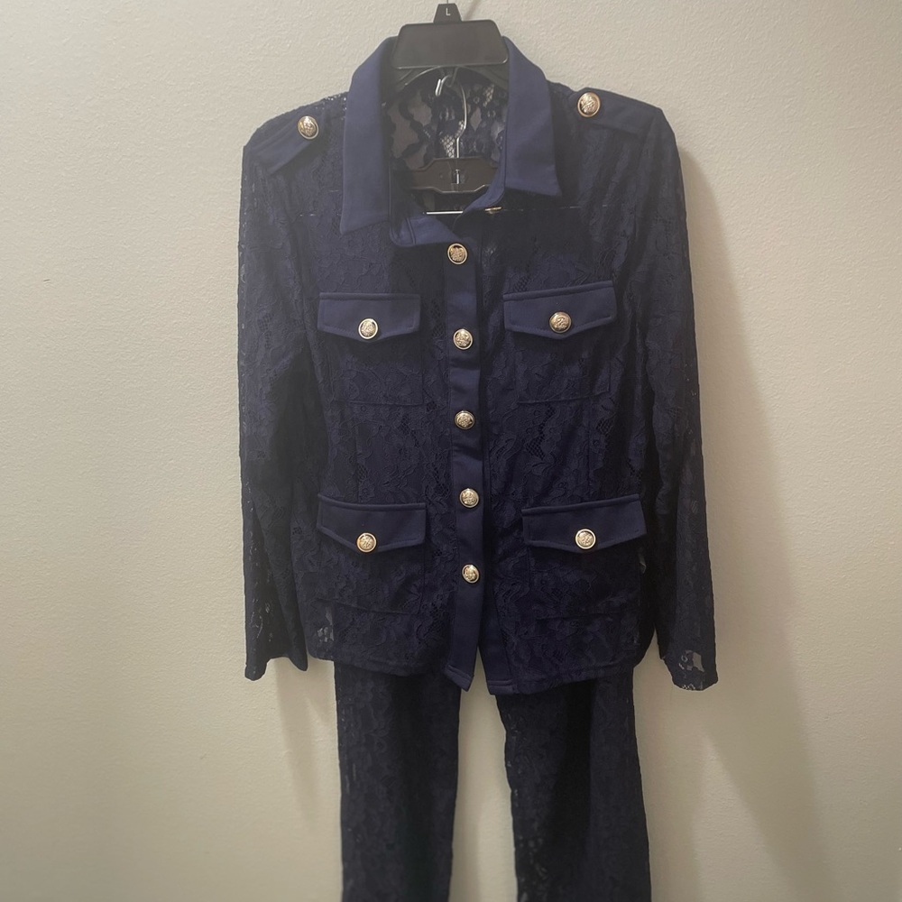 Brand New Elegant Navy Lace Women's Pantsuit